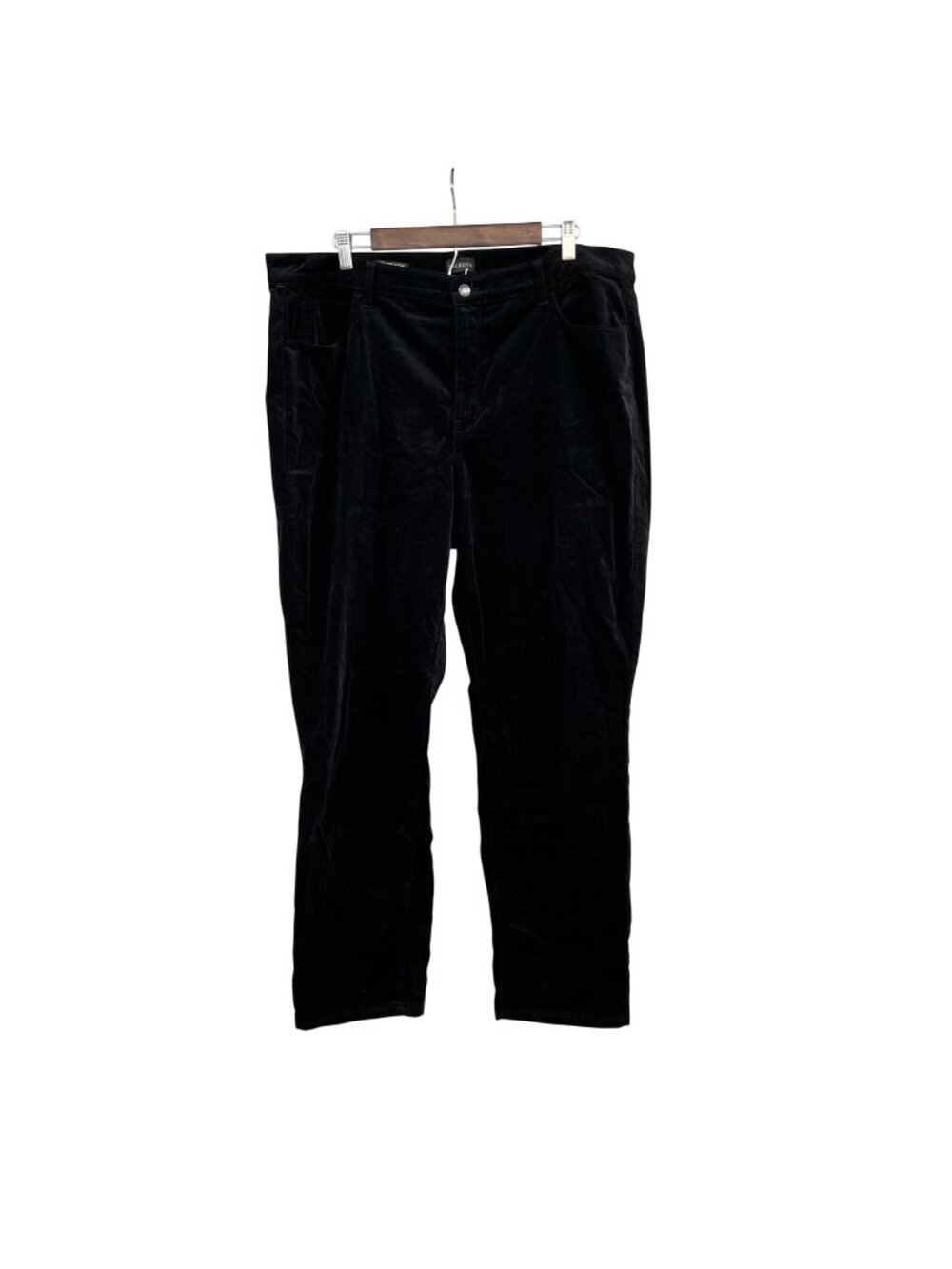 Talbots Velveteen Straight Leg Pants Black High Rise Womens Size 18W Pockets